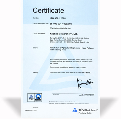 TUV ISO 9001:2008 Certivifed Company